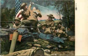 WWI Colored Postcard American Soldiers Fighting and Dying Beautiful & Glorious