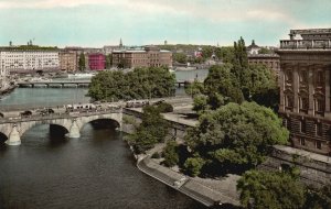 Vintage Postcard View North Bridge Grand Hotel National-Museum Stockholm Sweden