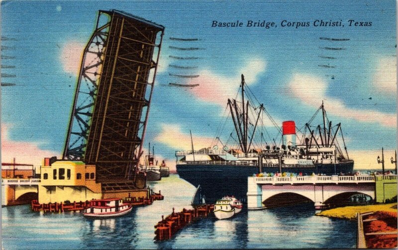 Bascule Bridge Corpus Christi TX Postcard PC3