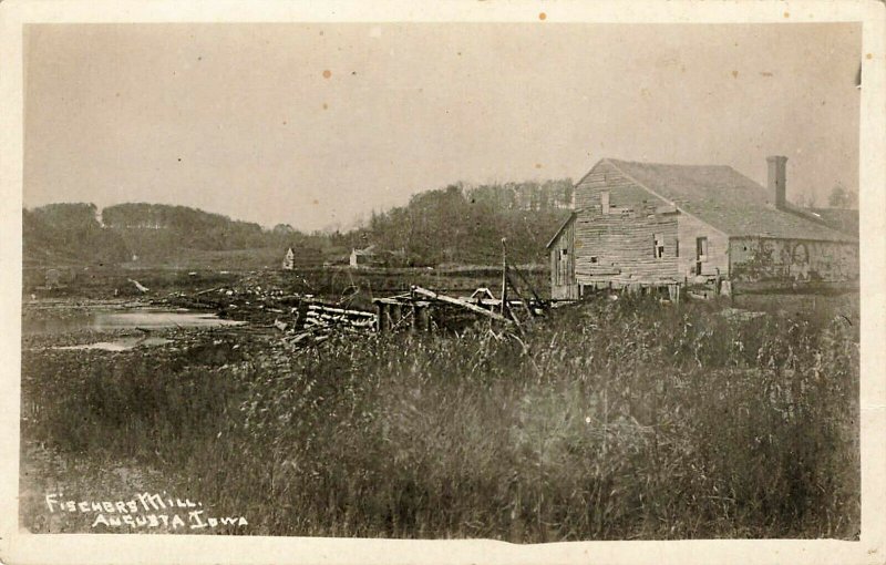 Augusta IA Fischbrs Mill Real Photo Postcard