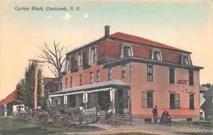Contocook NH Curtice Block Store Horse & Wagons Postcard
