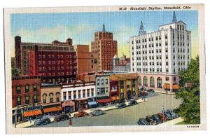 P1009 birds eye view old cars street scene mansfield ohio