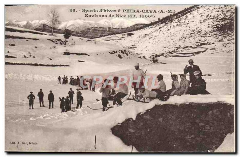 Postcard Old Sport d & # 39Hiver has Peira Cava Nice surroundings skiing Tobo...
