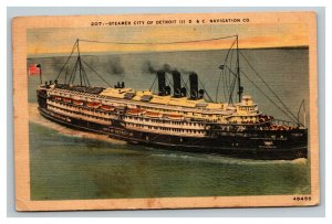 Vintage 1946 Postcard Steamer Detroit III Sailing Detroit/Cleveland Line Ohio