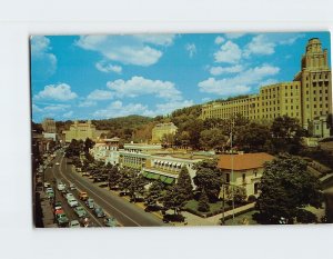 Postcard Central Avenue and world famous Bath House Row, Hot Springs, Arkansas