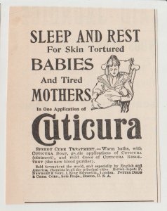 Cuticura Soap for Skin Tortured Babies 1896 Print Ad, Drug & Chem Corp, Boston