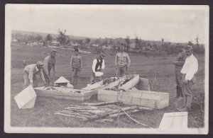 AUSRTIA, Vintage postcard, Soldiers burying dead in caskets, RPPC, WWI