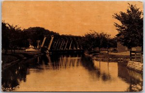 Scene At River Trees In The Distance Attraction Antique Photo Postcard
