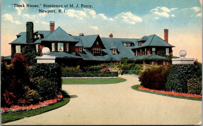 Vtg Newport Rhode Island RI Bleak House Residence of M.J. Perry 1910s Postcard