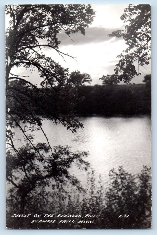 Redwood Falls Minnesota MN Postcard RPPC Photo Sunset On The Redwood River c1940