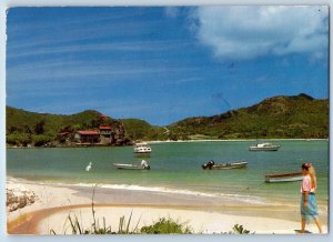 France Postcard Beach of St. Jean St. Barthelemy 1989 Vintage Posted