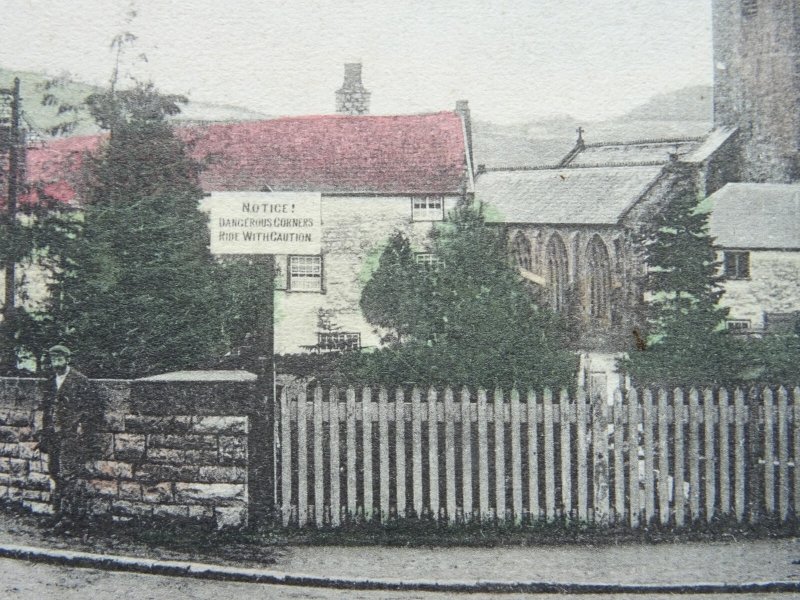 Devon BAMPTON High Street & Safety Notice DANGEROUS CORNERS c1905 Postcard