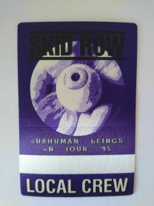 Skid Row Backstage Pass Original 1995 Subhuman Being Tour Hard Rock Music Purple 