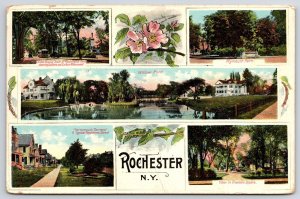 1909 Clinton Ave. Plymouth Park Willow Pond Terrace Rochester New York Postcard