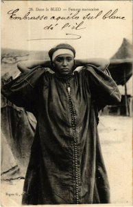 PC CPA MOROCCO, DANS LE BLED, FEMME MAROCAINE, VINTAGE POSTCARD (b15283)