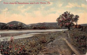 LOCK HAVEN PENNSYLVANIA SCENE ALONG THE SUSQUEHANNA RIVER POSTCARD 1912