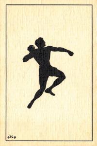 Silhouette Artist Signed elce Shot Put Postcard