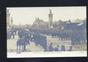 RPPC WWI PARIS FRANCE U.S. ARMY SOLDIERS PARADE VINTAGE REAL PHOTO POSTCARD