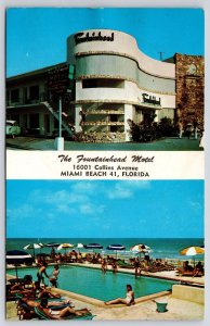 The Fountainhead Motel Miami Beach Florida Swimming Pool & Hotel Rooms Postcard