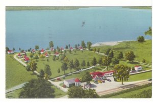 Dawson's Quinte Beach Motel, Deseronto ON, Vintage 1957 Aerial View Postcard