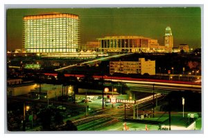 City Center At Night Los Angeles California Postcard Standard Gas Station