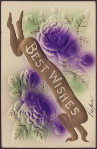 Best Wishes,Roses Embossed Postcard