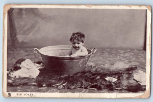 Hubbard Iowa IA Postcard Tis Jolly Cute Little Boy Bathing Tuck 1908 Antique