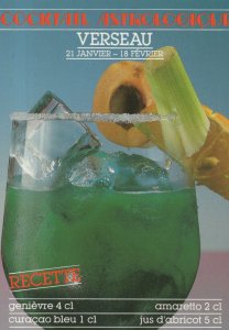 Aquarius Starsign Zodiac Astrology Cocktail French Alcohol Drink Postcard