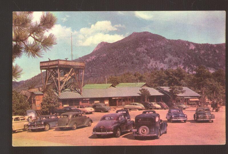 ROCKY MOUNTAIN NATIONAL PARK DEER RIDGE CHALET 1930's CARS VINTAGE POSTCARD