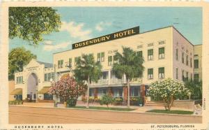 Dusenbury Hotel 1945 ST PETERSBURG FLORIDA Roadside linen Teich postcard 3297