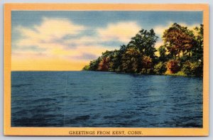 1942 Greetings From Kent Connecticut CT Sunset Lake Attraction Posted Postcard