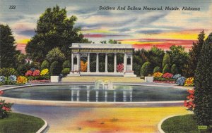 War  Monument, Msg, Soldiers and Sailors Memorial, Mobile, AL, Old Postcard