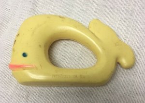 Vintage Baby Rattle Yellow Whale Sanitoy, Inc. 1977 