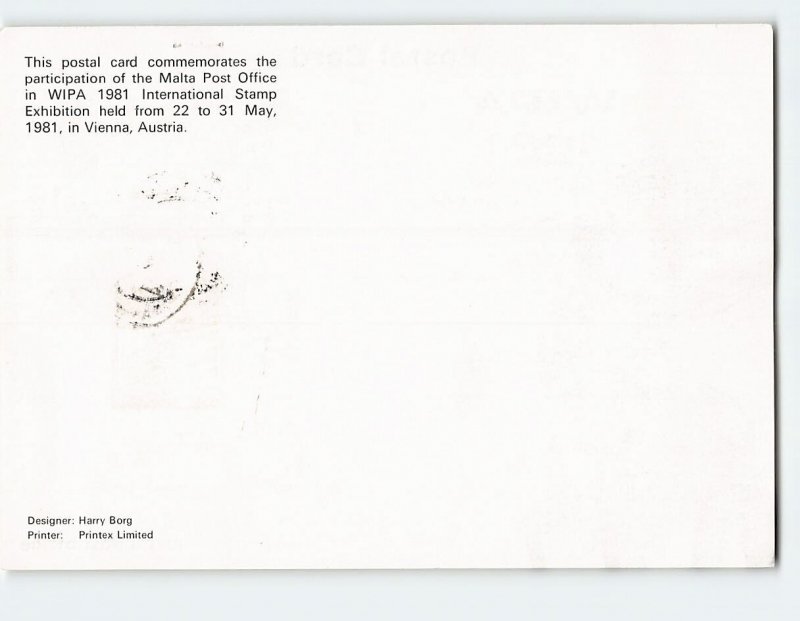 Postcard Malta Post Office Participation  WIPA 1981 International Stamp Exhibit