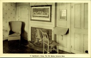 RPPC Hawthorne's Study Old Manse Concord Massachusetts Real Photo Postcard