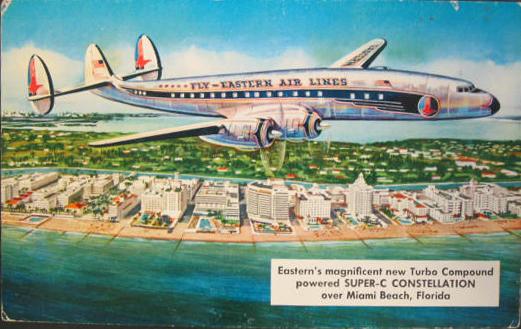 Miami Beach FL Plane Flying Postcard