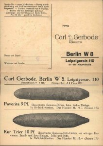 Carl Gerbode Cigars Tobacco Advertising Fold-Open Images & Prices Berlin PC