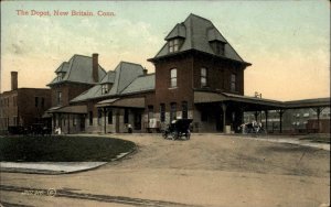 NEW BRITAIN CT The Depot Train Station Old Postcard