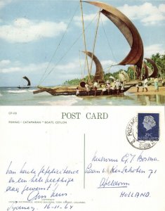 ceylon, Native Catamaran Fishing Boats (1964) Postcard