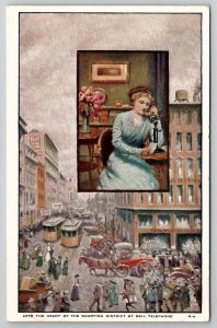 Bell Telephone Advertising Heart of Shopping District Postcard A26