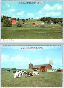 2 Postcards FAIRMONT, Minnesota MN ~ Farm Scene COWS GRAZING Martin County 4x6