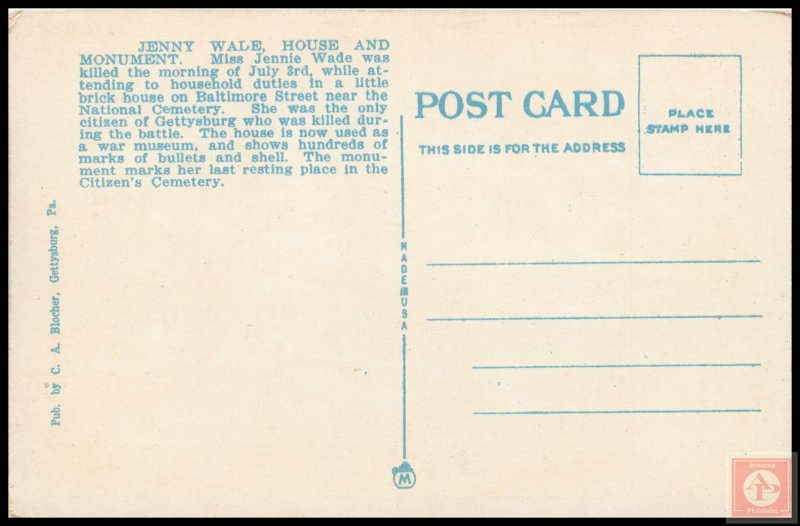 Jenny Wade House and Monument, Gettysburg, Pa