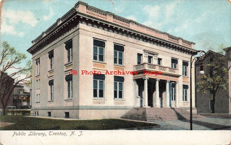 NJ, Trenton, New Jersey, Public Library, Exterior View,Illustrated PC Pub No 982