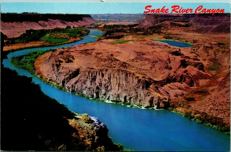 Aerial View Snake River Canyon Idaho ID  UNP Chrome Postcard B2