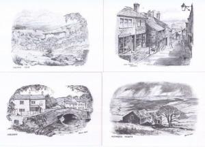 Malham Haworth 4x Yorkshire Pencil Art Style Artist Drawing Postcard s