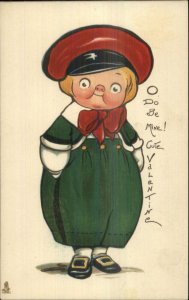 TUCK Valentine - Little Boy in Green Drayton Wiederseim c1910 Postcard