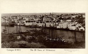 curacao, D.W.I., WILLEMSTAD, Partial View (1930s) Capriles No 28 RPPC Postcard 1