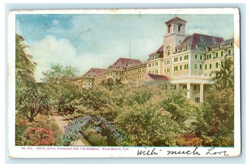 1904 Hotel Royal Poinciana Gardens Palm Beach Florida FL Posted Antique Postcard 
