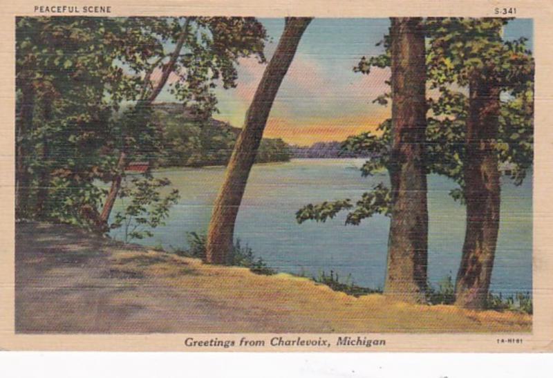 Michigan Greetings From Charlevoix 1943 Curteich