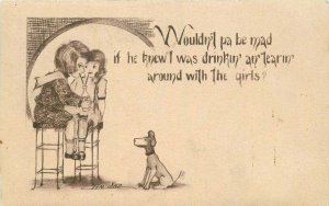 Artist impression Cobb Shinn Tom Yad Dog Girls Comic Humor 1911 Postcard 21-2457